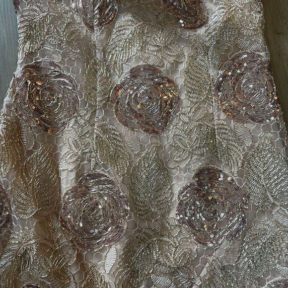 Alexia Admor V-Back Embellished Sequin Midi Dress Women’s Size 2 Zipper Tan - Picture 12 of 12